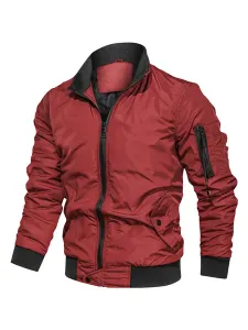 Men Denim Jacket Polyester Modern Stand Collar Long Sleeves Hunter Green Regular Fit Jacket #558333