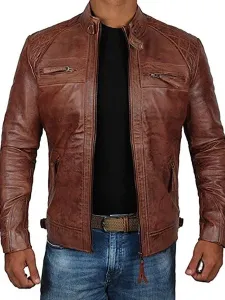 Men Leather Jacket Casual Windbreaker Fall Black Cool Overcoat #566499