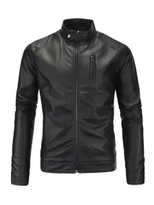 Men Leather Jacket Casual Windbreaker Fall Coffee Brown Cool Winter Coats #566509