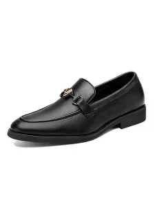 Mens Loafer Shoes Fashion PU Leather Metal Details Slip-On #665025