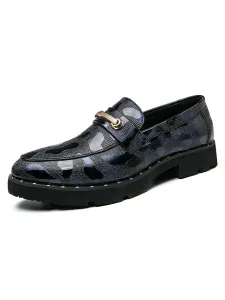 Mens Loafer Slip-On Metal Details Round Toe PU Leather #664927