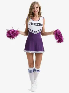Halloween Cheerleaders Girl Costumes For Women Black Sexy Polyester Short Dress Holidays Costumes Full Set #560336