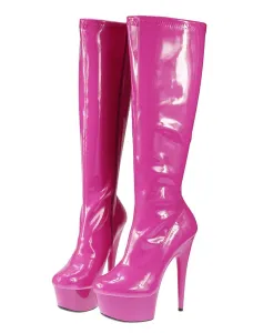 Pole Dance Shoes Black High Boots High Heel Platform Zipper Round Toe Sexy Boots For Women #462433
