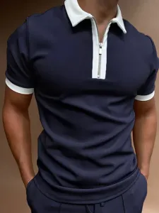 Mens Polo Shirt Short Sleeves Regular Fit Dark Navy Fashion Polo Shirts #558151
