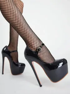 Sexy Heels For Women Stiletto Heel Round Toe PU Leather Red Sky High Heels #653380