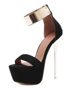 Burgundy Sexy Sandals 2023 Women High Heel Sandals Platform Metal Details Ankle Strap Sandal Shoes