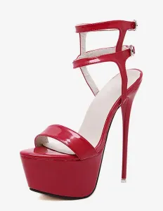Red Sexy Sandals 2023 Platform Patent Sky High Sandals For Women #459365