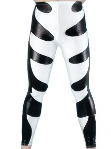 Black And White Two-Tone Shiny Metallic Skinny Pants #461837