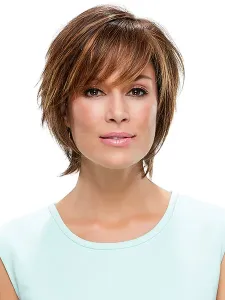 Light Tan Layered Straight Short Synthetic Wigs