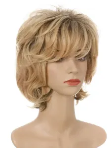 Synthetic Wigs Light Gold Curly Heat-resistant Fiber Tousled Short Women's Short Wig For Women