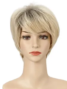 Synthetic Wigs Light Gold With Bangs/Fringe Heat-Resistant Fiber Tousled Short Women Short Wig