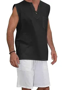 Men's Clothing Tanks T-Shirts & Tanks Tank For Men V-Neck Relaxed Fit Black summer top #533170