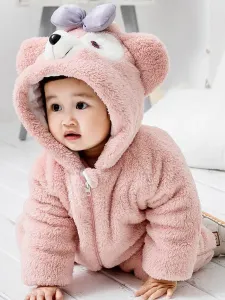 Bear Pajamas Kigurumi Onesie Toddlers Baby Pink Flannel Winter Jumpsuit For Kids Carnival Halloween onesie pajamas #477322
