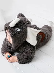 Elephant Kigurumi Pajamas Toddler Grey Onesie Flannel Kids Winter Jumpsuit Carnival onesie pajamas #477337
