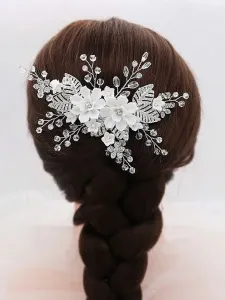 Wedding Headpieces Hand Made Rhinestone Flora Leaves Headwear With Comb Metal Bridal Hair Accessories