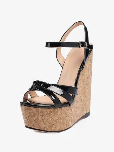 Women's Platform Wedge Heel Sandals in Patent Leather #532289