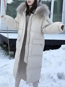Puffer Coats For Women Ecru White Thicken Winter Outerwear #563368