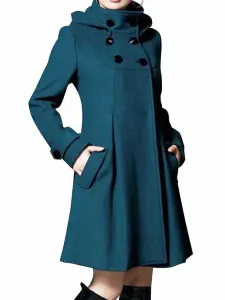 Woman Coat High Collar Long Sleeves Winter Outerwear #568578