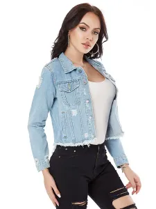 Denim Jacket Long Sleeve Cowboy Spring Outerwear For Women #513675