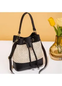 Modlily Black Contrast Drawstring Detail Shoulder Bag - One Size
