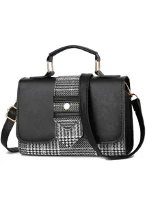 Modlily Black Houndstooth Print Magnetic Shoulder Bag - One Size #170492