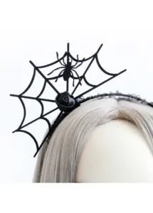 Modlily Black Mesh Detail Spider Gothic Headband - One Size
