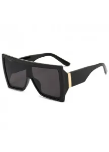 Modlily Black Oversized Large Frame Sunglasses For Men - One Size