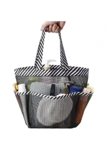 Modlily Black Striped Open Mesh Storage Bag - One Size