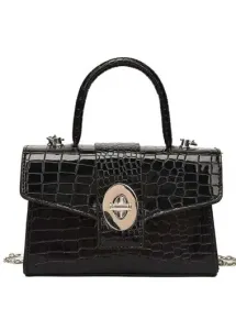 Modlily Black Turnlock Chains Detail Hand Bag - One Size