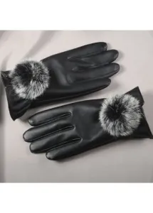 Modlily Black Wrist Warming Full Finger Gloves - One Size #1201944