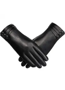 Modlily Black Wrist Warming Full Finger Gloves - One Size #1201946