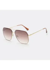 Modlily Geometric Pattern Metal Detail Golden Square Sunglasses - One Size #893357
