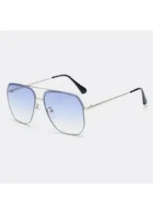 Modlily Geometric Pattern Metal Detail Silver Square Sunglasses - One Size #888532