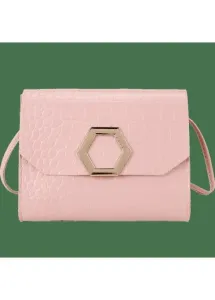 Modlily Geometric Pattern Pink Magnetic Shoulder Bag - One Size