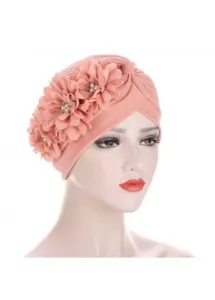 Modlily Hot Drilling Dusty Pink Turban Hat - One Size