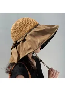 Modlily Light Camel Bowknot Design Hemp Hat - One Size