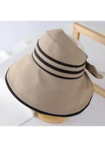 Modlily Light Coffee Striped Bowknot Design Visor Hat - One Size