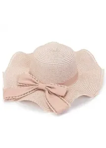 Modlily Light Pink Bowknot Detail Visor Hat - One Size