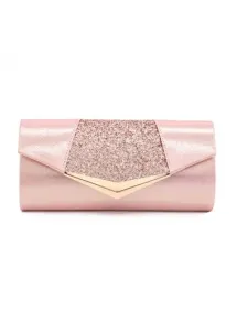 Modlily Light Pink Magnetic Sequined Clutch Bag - One Size
