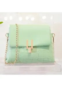 Modlily Mint Green Pushlock Chains PU Material Shoulder Bag - One Size