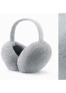 Modlily Patchwork Windproof Faux Fur Grey Earmuff - One Size