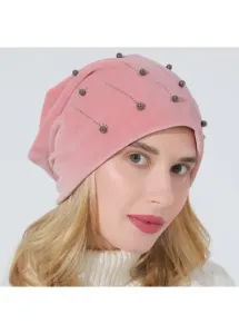 Modlily Pink Cotton Hot Drill Flannel Hat - One Size