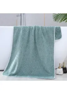 Modlily Bath Towels Polyester Sage Green Striped Bath Towel - One Size