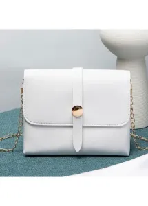 Modlily PU Detail White Magnetic Chains Crossbody Bag - One Size