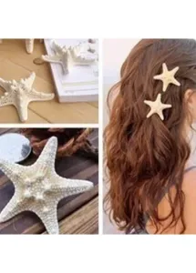 Modlily Raw White Starfish Design Hair Accessories - One Size
