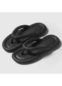 Modlily Flip Flops Rubber Black Toe Post Falt Flip Flops - 36