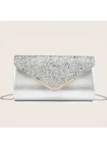 Modlily Sequin Design Silver Magnetic Evening Bag - One Size