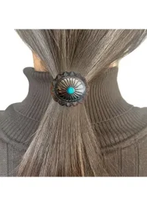 Modlily Silver Round Metal Hair Accessory Scrunchie - One Size #1221366