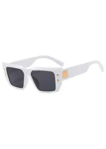 Modlily White Cat Eye Rivet Detail Sunglasses - One Size