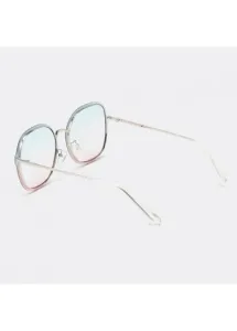 Modlily White Square Ombre Metal Detail Sunglasses - One Size